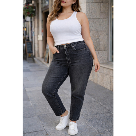 Zara Denim - Zara Bliss Mom Jeans Size 31 High Waist Button Fly Cropped 100% Cotton NWT